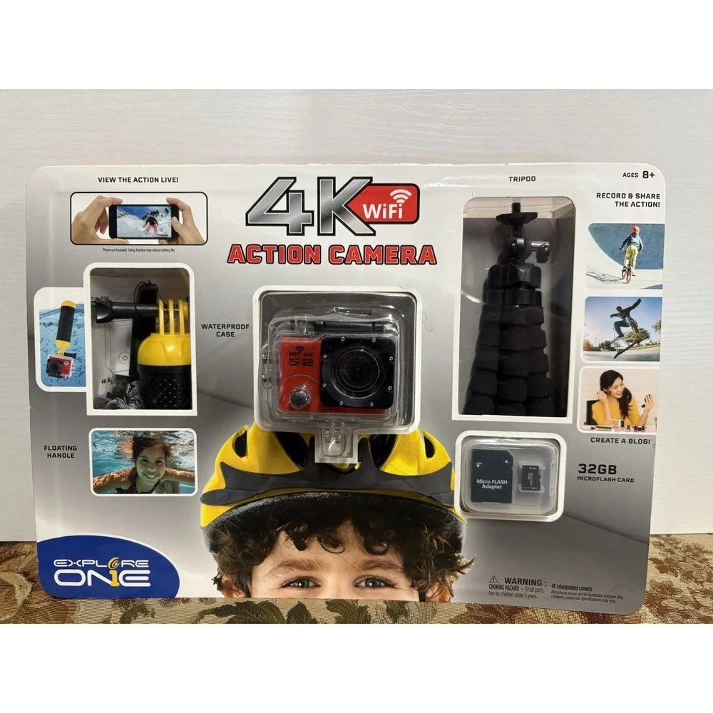 New Open Box Explore‎ One 4K Wifi Action Camera Floating Handle 32GB